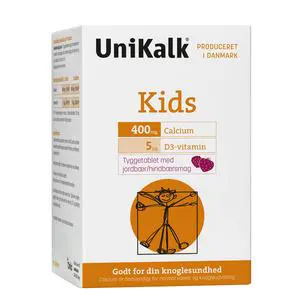 UniKalk Kids - kalktabletter med jordbær-hindbær smag