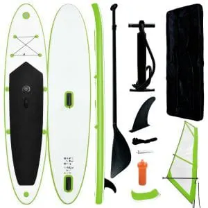 vidaXL oppusteligt paddleboard med sejlsæt grøn og hvid