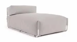 LAFORMA Square chaiselong modul til havesofa, m. ryglæn - lysegrå stof og hvid aluminium (165x101)