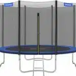 Trampolin med galvaniseret stålrør, d305cm, sort og blå