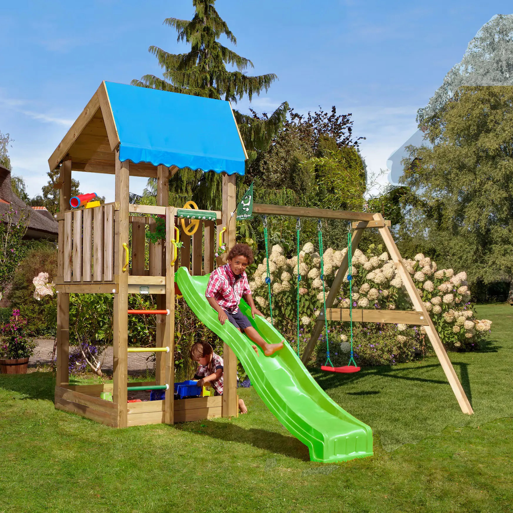Jungle Gym Home Gyngestativ med rutsjebane