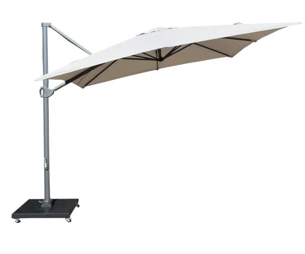 Royal Teak Hængeparasol med fod på hjul - 3x3 meter
